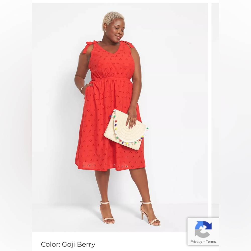 NWT Lane Bryant Eyelet Lace Midi Dress with Knot Straps